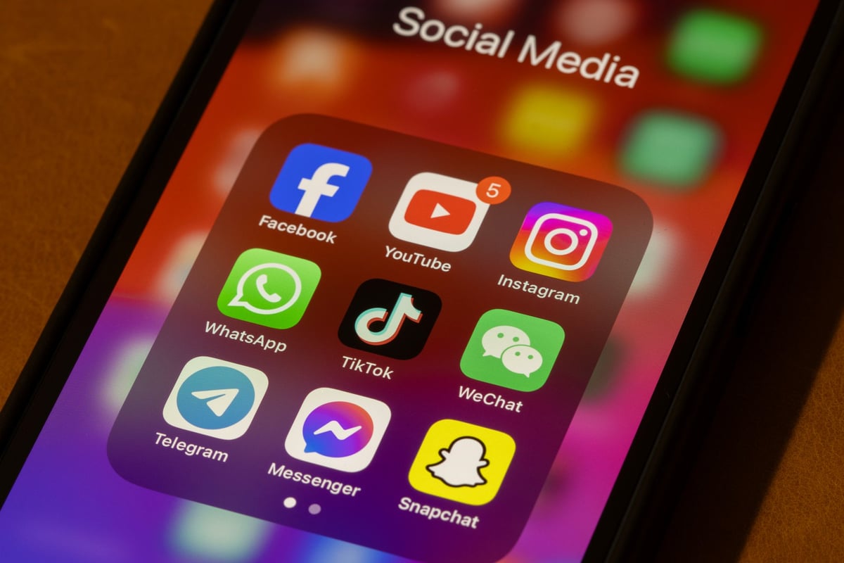 Social media apps on smartphone - Instagram, Facebook, TikTok, Twitter