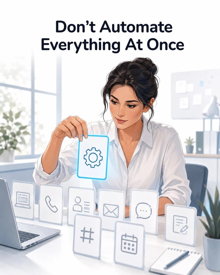 Blog image illustrating don't automate everything at once for business automation planning.