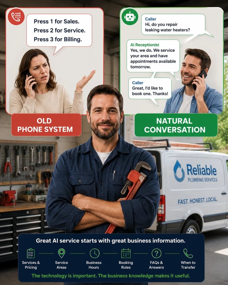 Blog image illustrating old phone system - choose options - Ai system smooth conversation